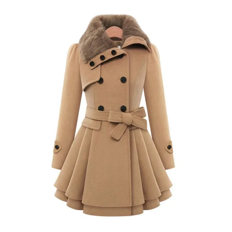 EBay Women's Long Slimming Woolen Jacket Double Breasted Smooth Silhouette Overcoat Fashionable Clothing For All Seasons