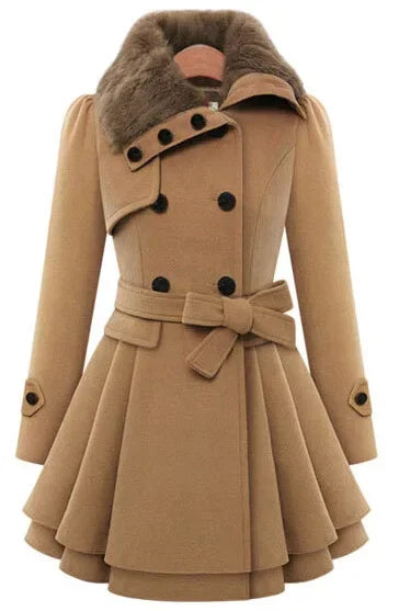 EBay Women's Long Slimming Woolen Jacket Double Breasted Smooth Silhouette Overcoat Fashionable Clothing For All Seasons