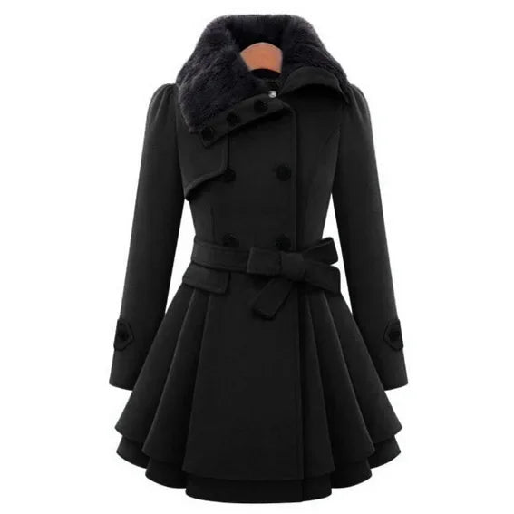 EBay Women's Long Slimming Woolen Jacket Double Breasted Smooth Silhouette Overcoat Fashionable Clothing For All Seasons